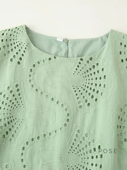 Alaura Green Embroidered Skirt Set