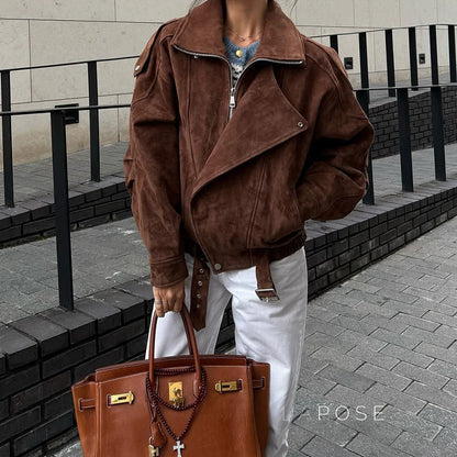 Alayiah Retro Faux Suede Jacket