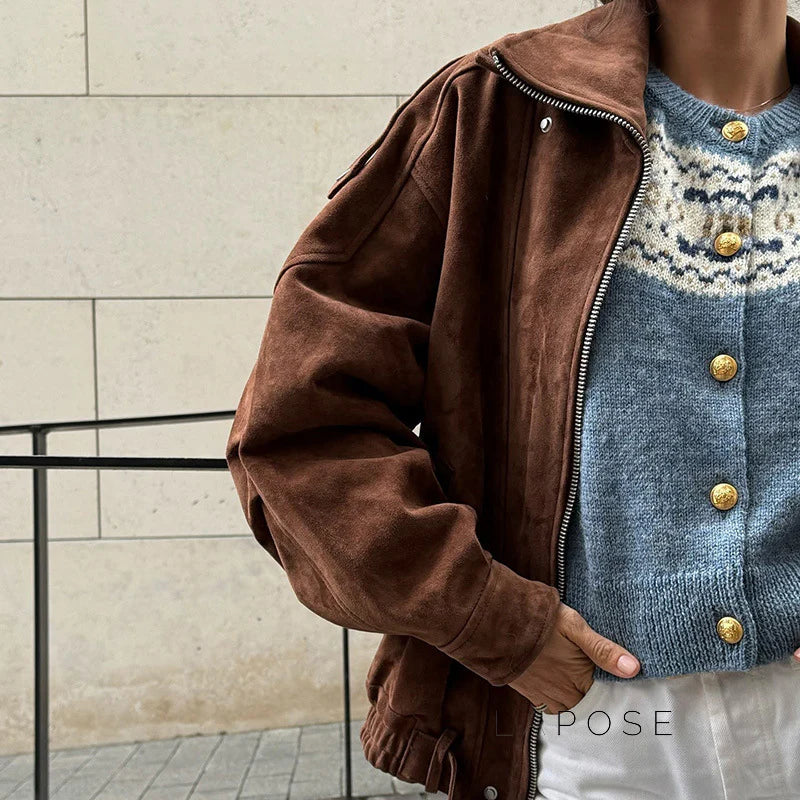 Alayiah Retro Faux Suede Jacket