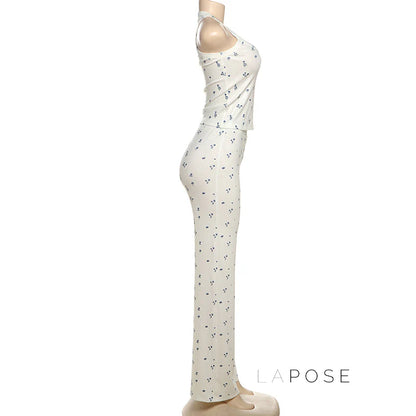 Aleah Ribbed Floral Pant Set