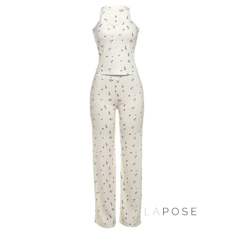 Aleah Ribbed Floral Pant Set