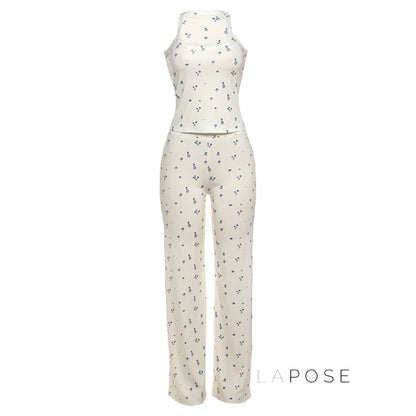Aleah Ribbed Floral Pant Set
