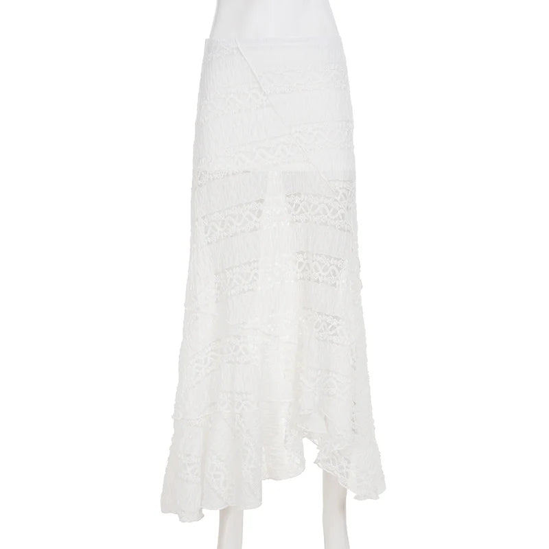 Alianny Eyelet Lace Midi Skirt