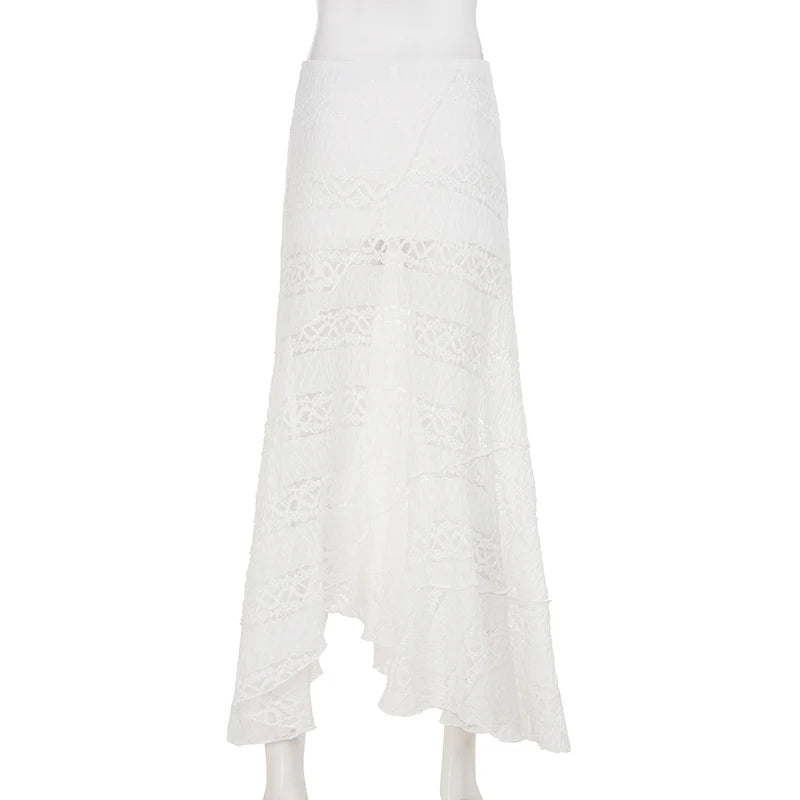 Alianny Eyelet Lace Midi Skirt