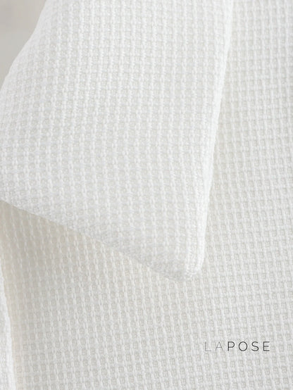 Alicia Textured Buttoned White Jacket
