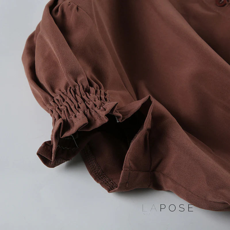 Amaria Brown Puff Sleeve Top