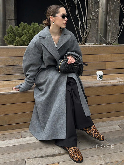 Amen Batwing Belted Wool Coat