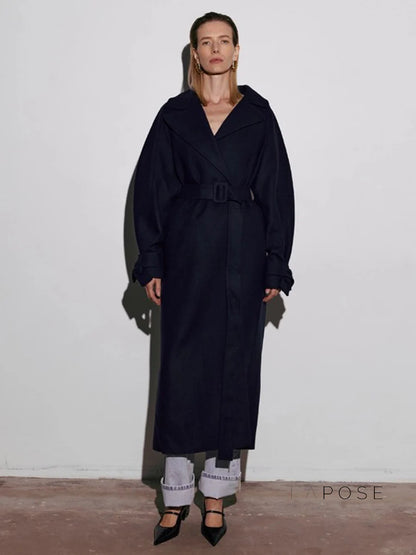 Amen Batwing Belted Wool Coat