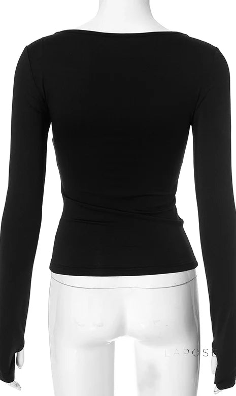 Amorah Square Neck Thumbhole Top