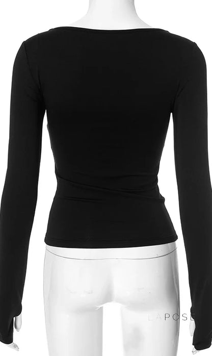 Amorah Square Neck Thumbhole Top
