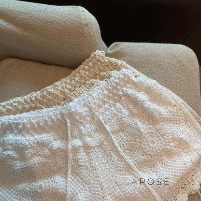 Amya Lace Knit Wide-Leg Pants