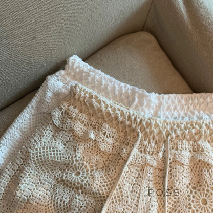 Amya Lace Knit Wide-Leg Pants