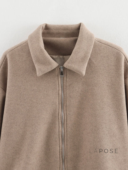 Amyia Minimalist Wool Blend Zip Jacket
