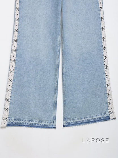 Anaisha Crochet Patch Wide-Leg Jeans