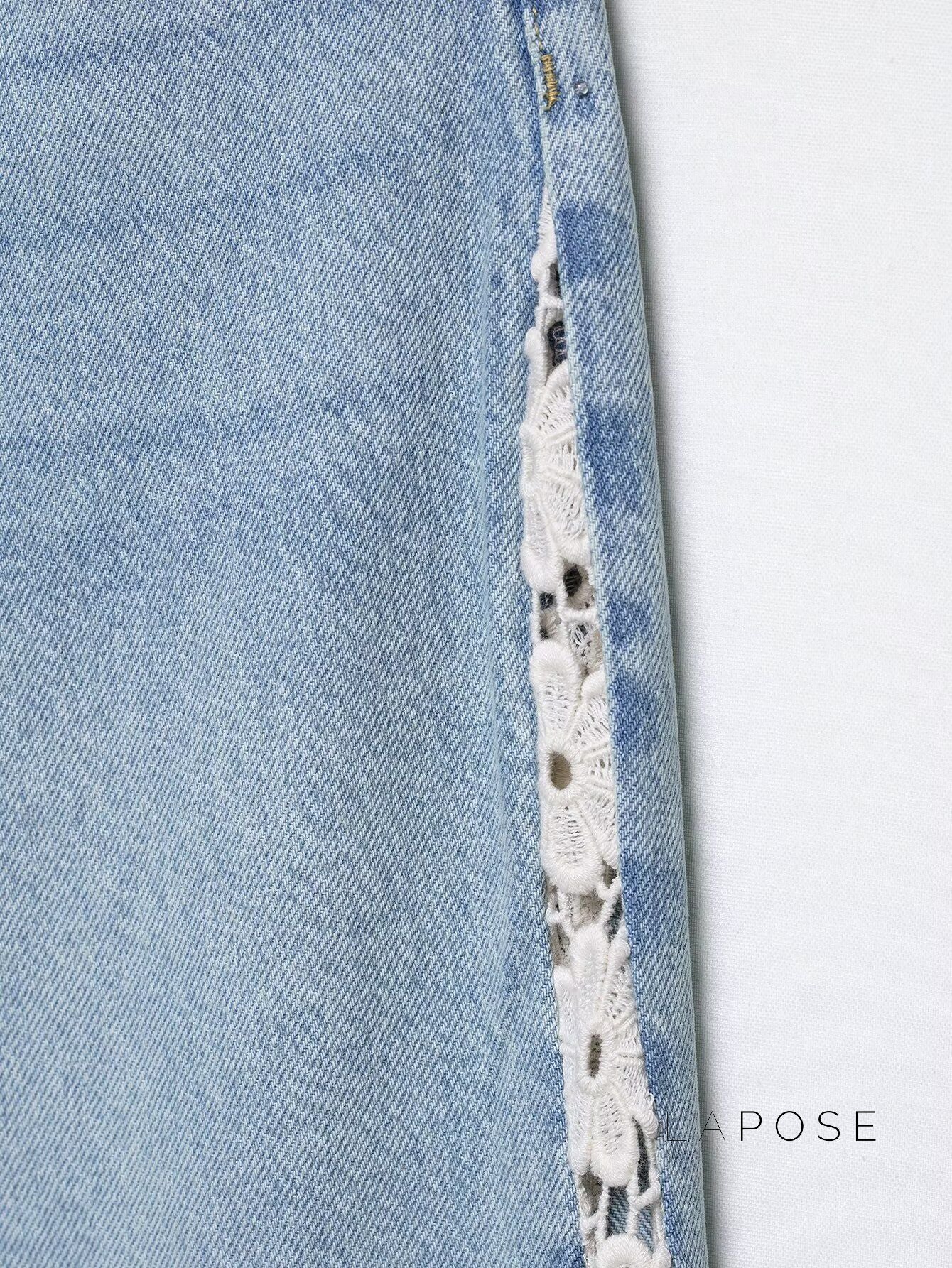 Anaisha Crochet Patch Wide-Leg Jeans