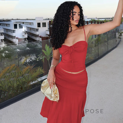Aria One-Shoulder Skirt Set