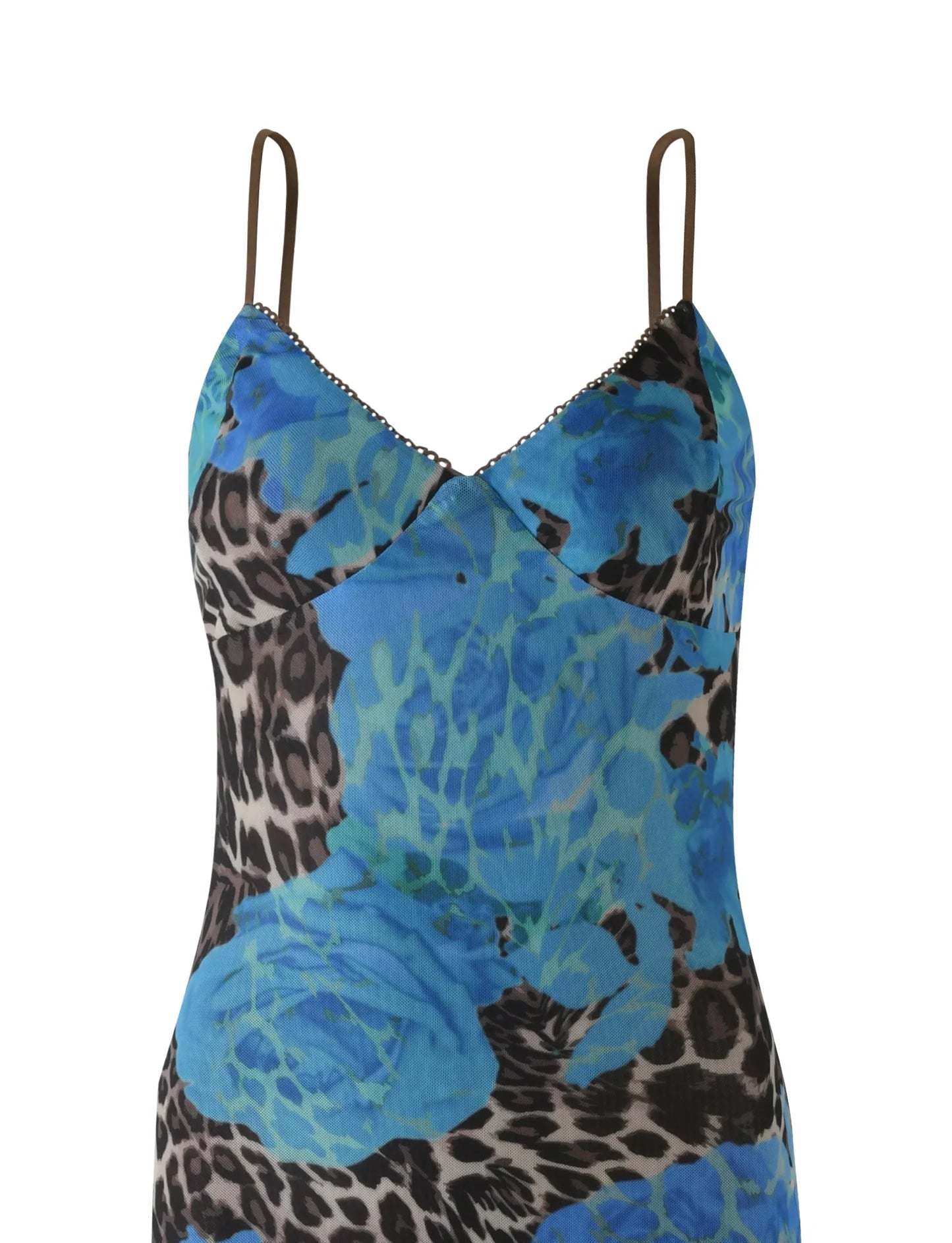 Arlette Radiant Floral Maxi Dress - Blue Leopard