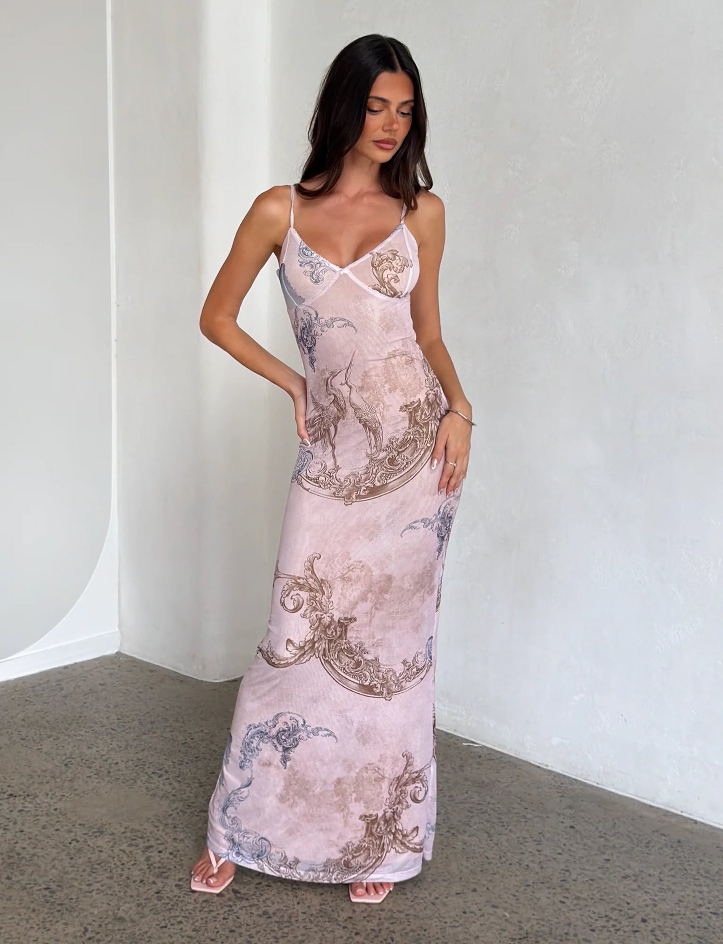 Arlette Radiant Floral Maxi Dress - Collage Cranes