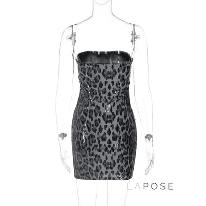Ashlee Leopard Sequin Mini Dress
