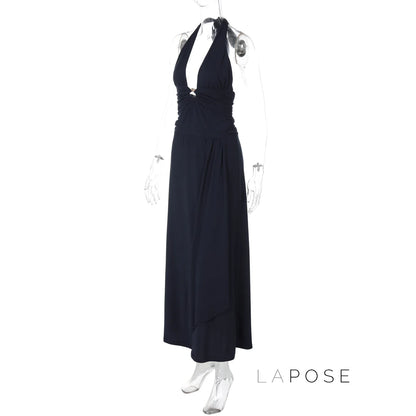 Asra Halter Pleated Maxi Dress
