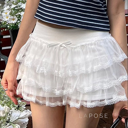 Auburn Lace Tiered Mini Skirt