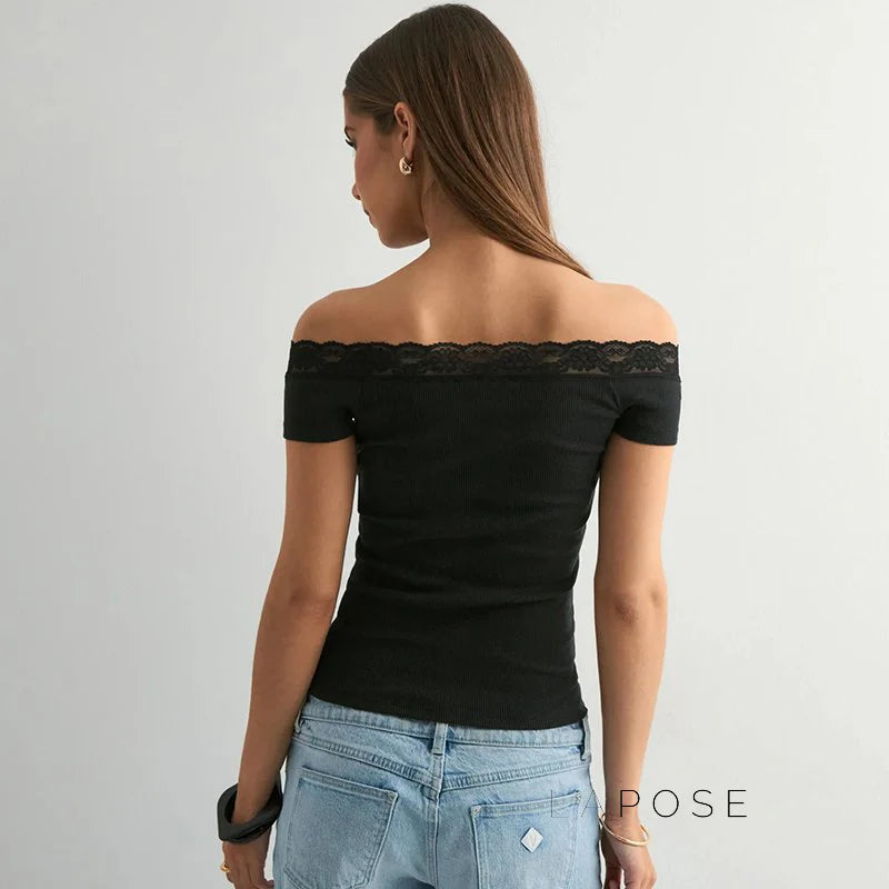 Augusta Lace Bardot Crop Top
