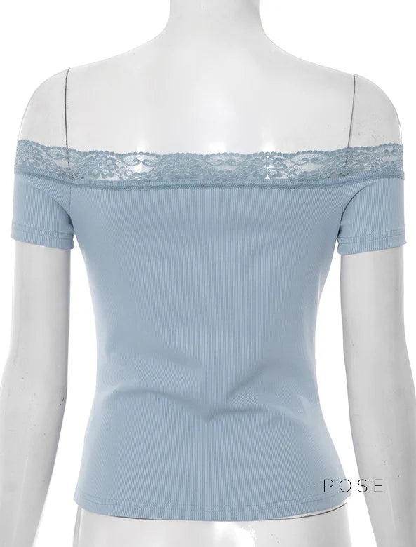 Augusta Lace Bardot Crop Top