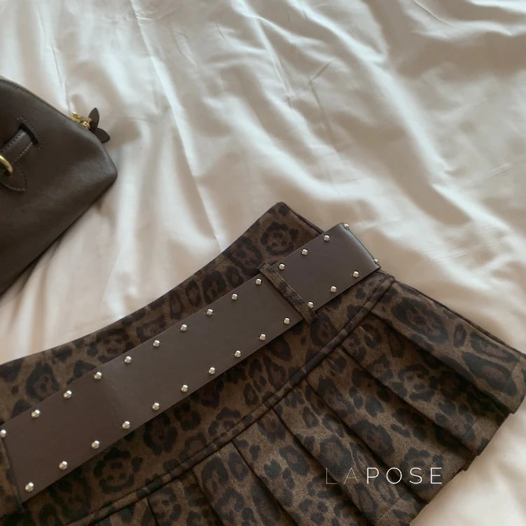 Avery Leopard Pleated Mini Skirt