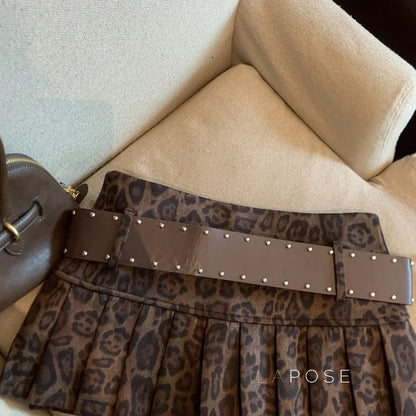 Avery Leopard Pleated Mini Skirt