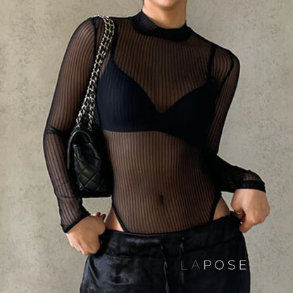 Brienne Backless Mesh Romper