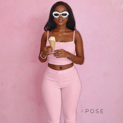 Ciara Lace Detail Pants Set