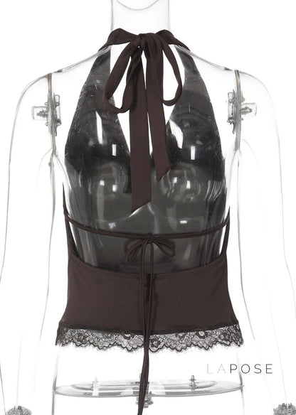 Cielo Lace Halter Crop Top