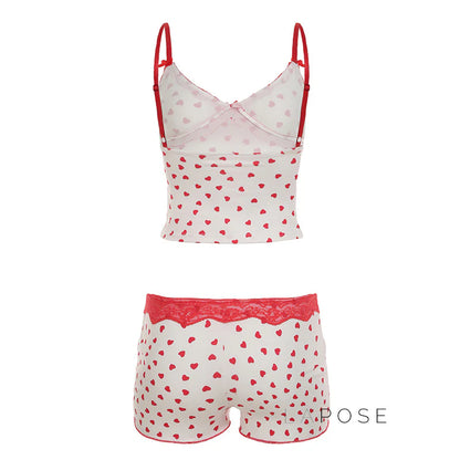 Ciera Heart Print Lace Short Set