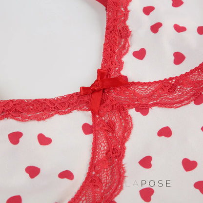 Ciera Heart Print Lace Short Set