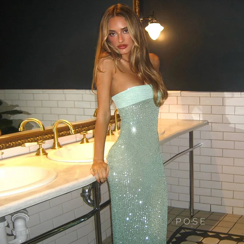 Collette Backless Sequin Gown
