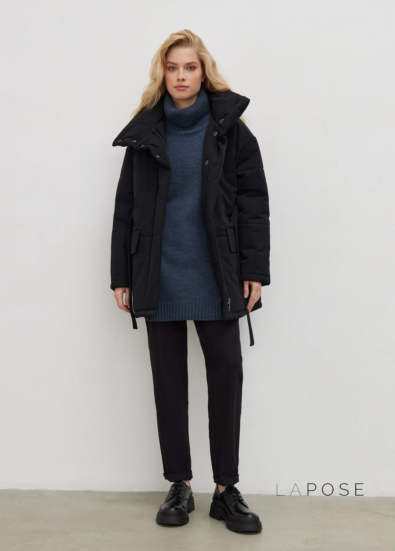 Collette Belted Stand Collar Coat