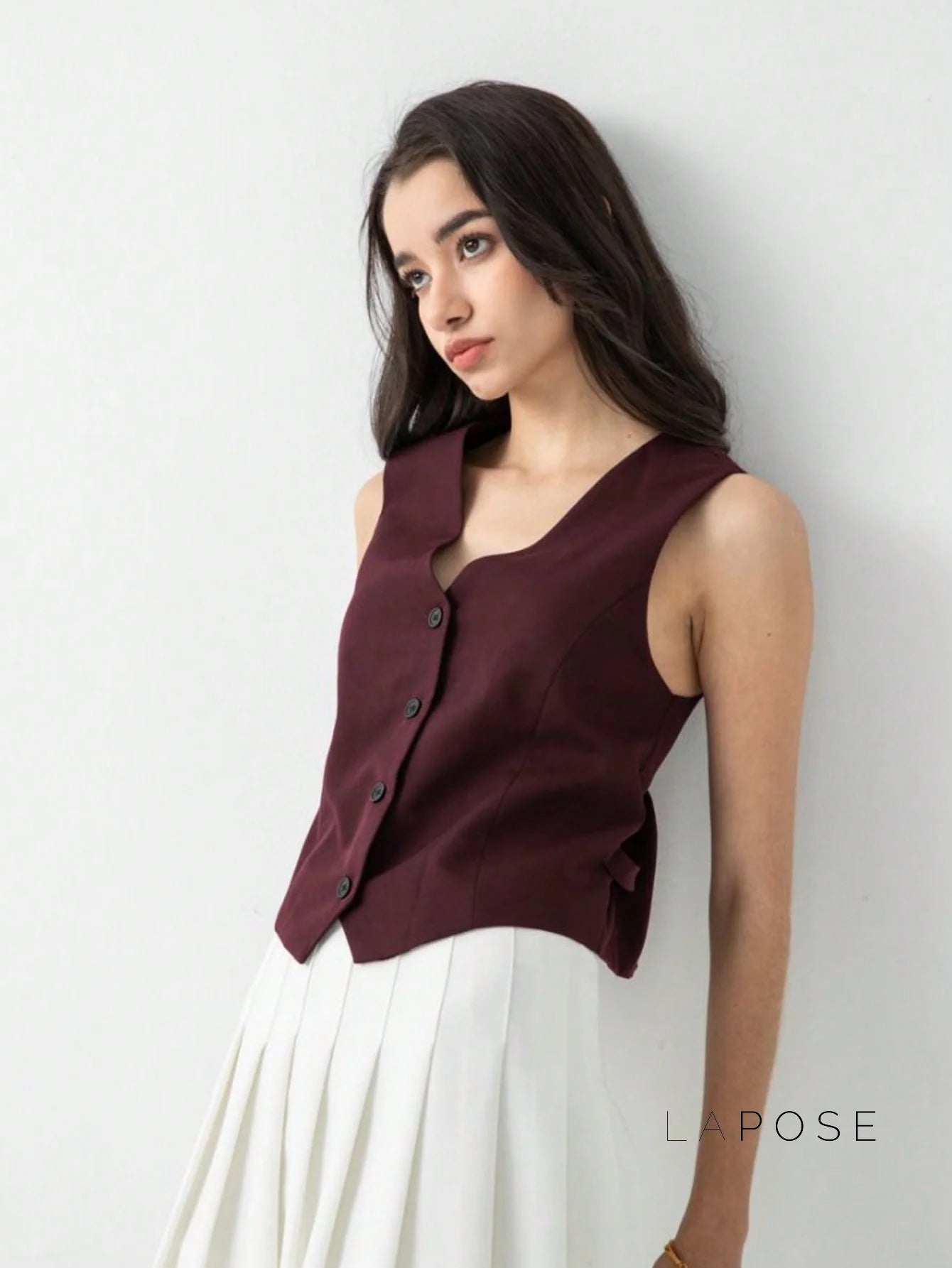 Coral Button-Up Crop Vest