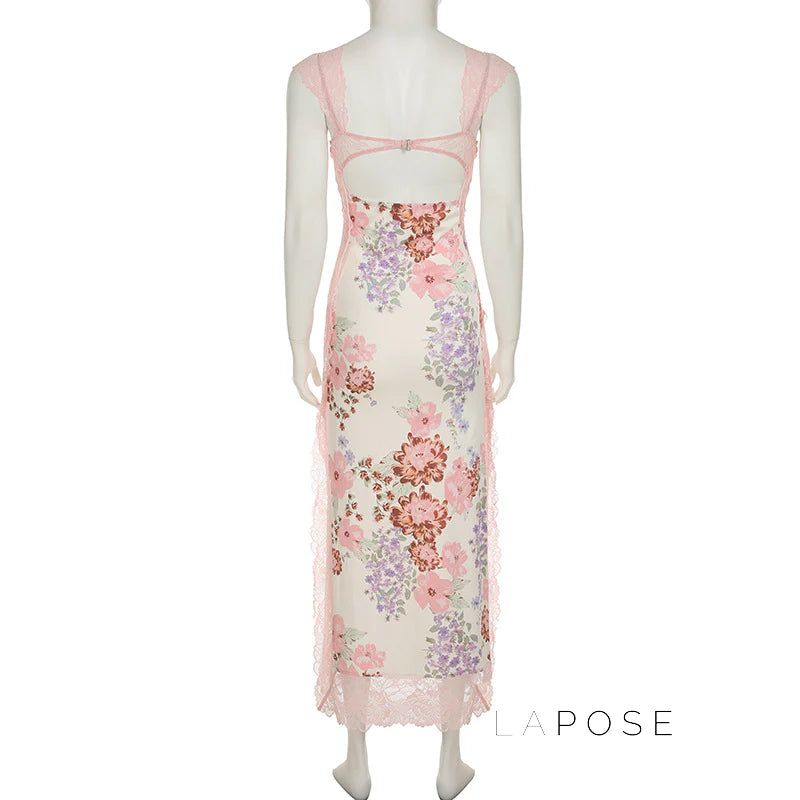 Darling Lace Slit Maxi Dress