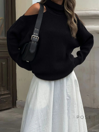 Deliyah Knit Cold Shoulder Sweater
