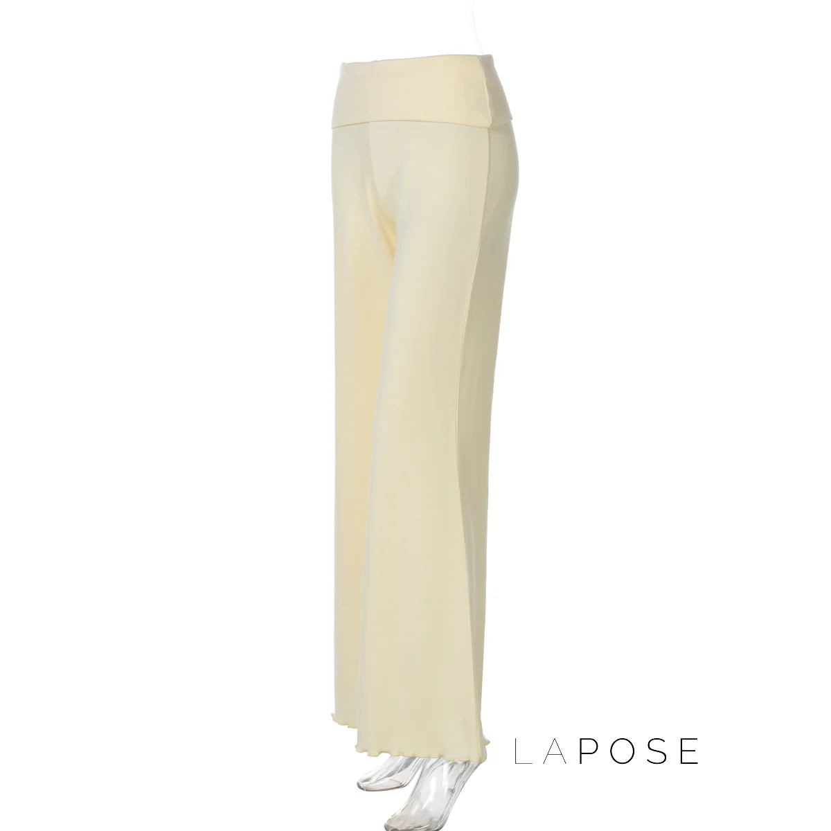 Delylah Low-Rise Wavy Flared Pants