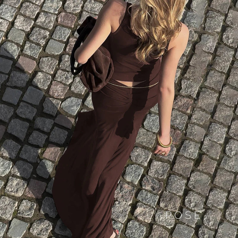 Dim Maillard Pleated Skirt Set