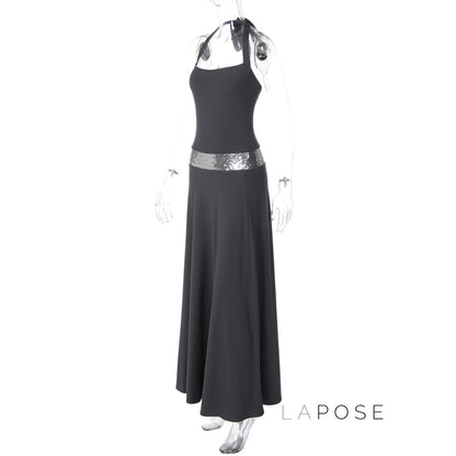 Eleanor Sequin Halter Maxi Dress