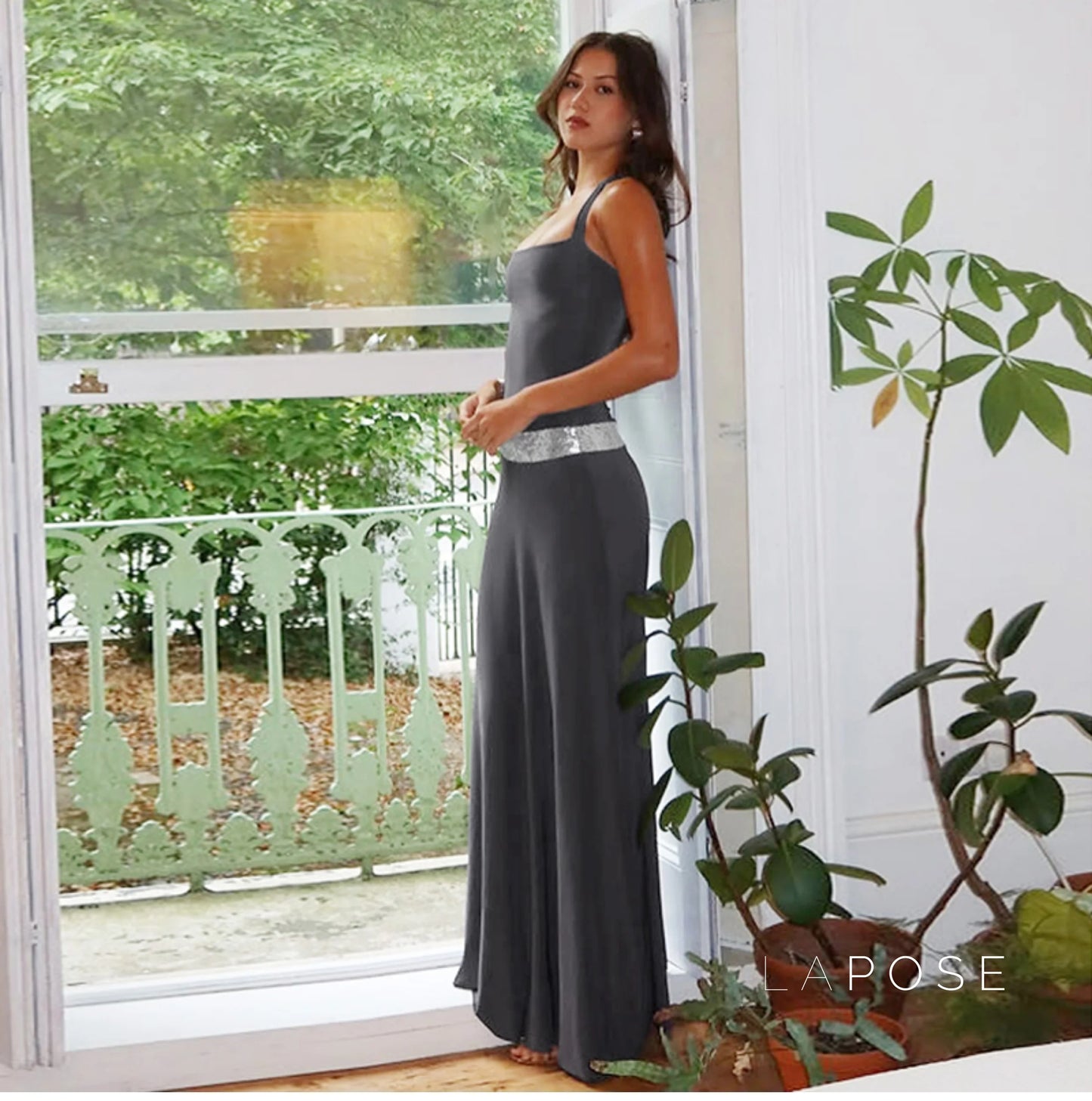 Eleanor Sequin Halter Maxi Dress