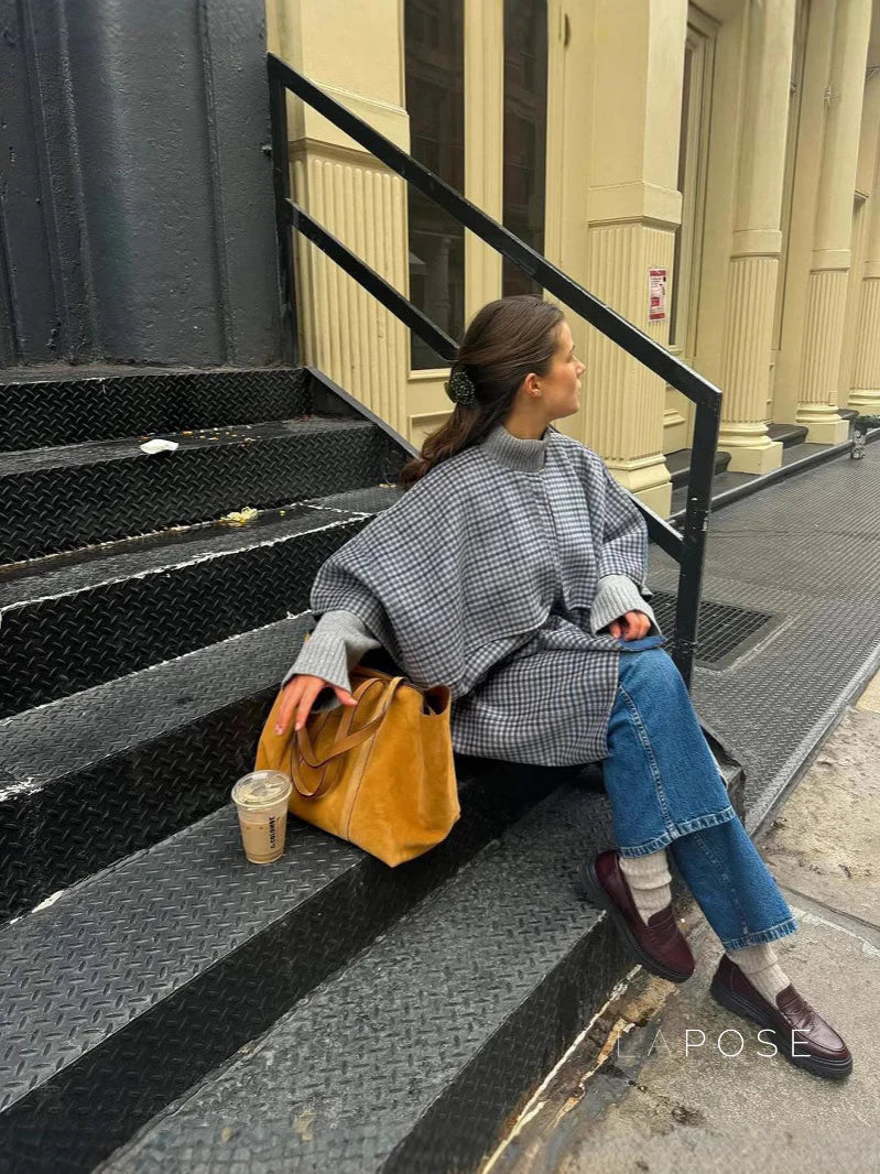 Ellyana Plaid Cape Coat