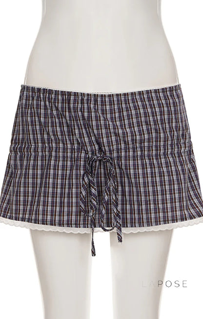Elora Plaid Crop Skirt Set