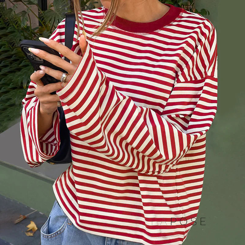 Elva Contrast Stripe Long Sleeve Top