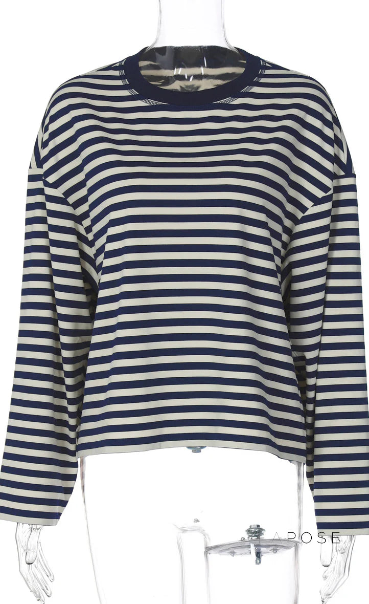 Elva Contrast Stripe Long Sleeve Top