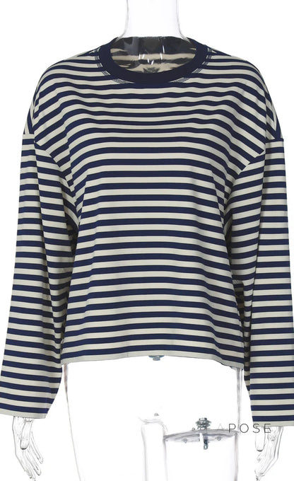 Elva Contrast Stripe Long Sleeve Top