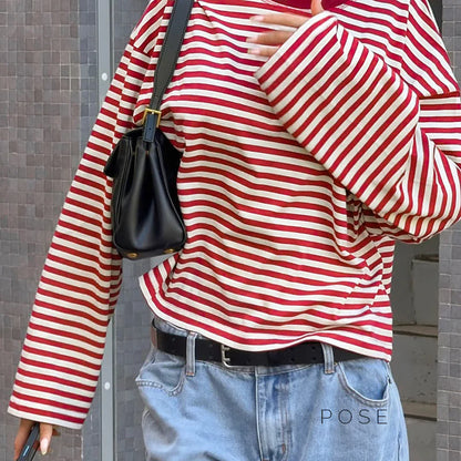 Elva Contrast Stripe Long Sleeve Top