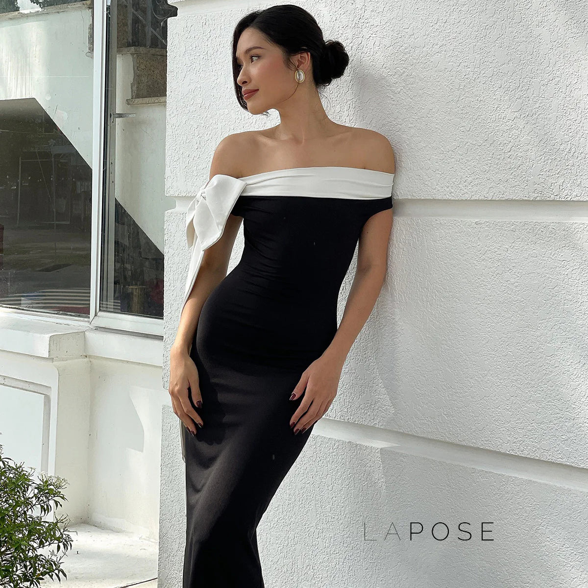 Elyanna Off Shoulder Bow Maxi Dress